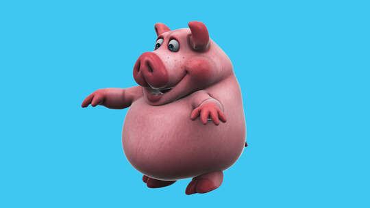 有趣的3D卡通猪跳舞（带alpha通道）