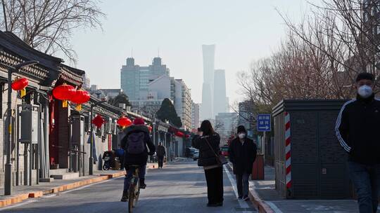 北京四合院胡同居民 散步的人
