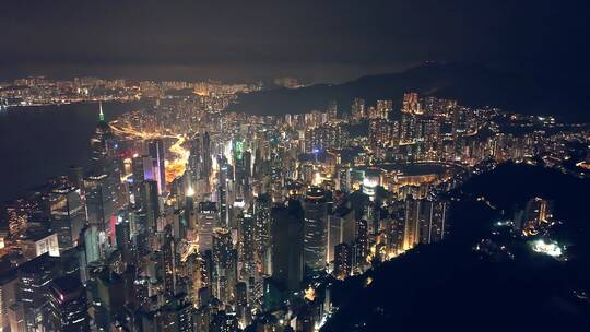 香港城市夜景维多利亚港视频素材模板下载