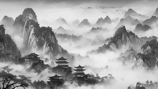 简约意境中国风山水画背景