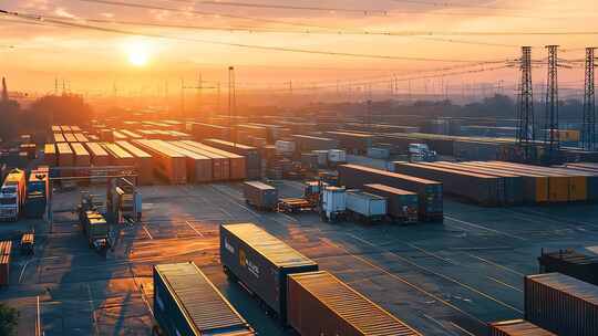 工业脉搏仓库园区夜景 展现物流中心交通