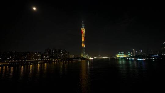 4K实拍广州塔深夜十一点熄灯瞬间