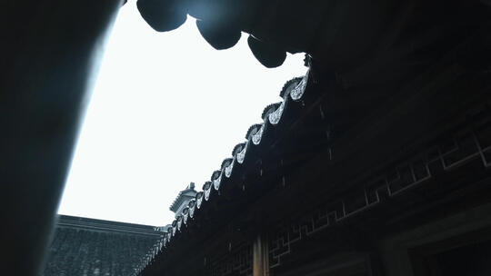 中国古建筑下雨雨景合集视频素材