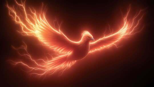 浴火凤凰展翅高飞象征重生与希望