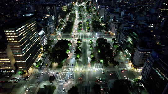 阿根廷布宜诺斯艾利斯。旅游地标的夜间城市