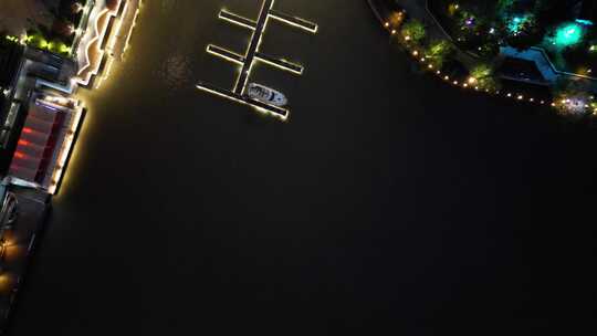 杭州大厦运河夕阳无人机素材