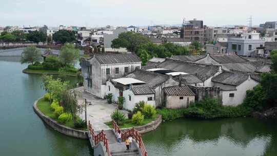 潮州龙湖古寨村落航拍