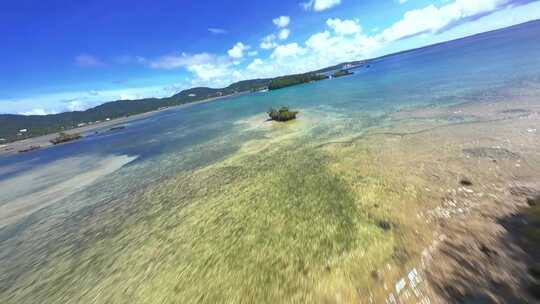 FPV穿越机无人机航拍冲绳海浪沙滩海岛森林视频素材模板下载