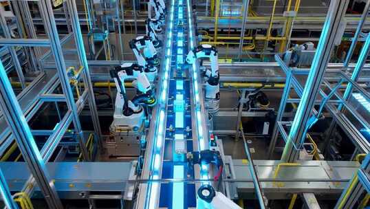 工厂自动化生产线机械臂作业