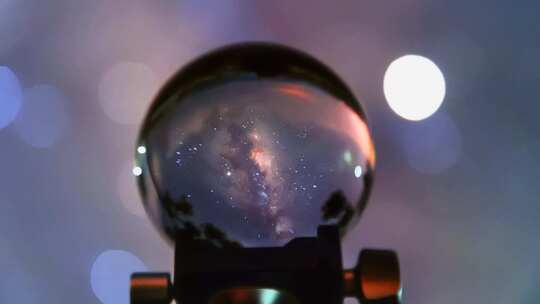 水晶球里的银河星空延时摄影