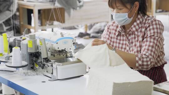 4k家具工厂匝布条布料生产实拍视频