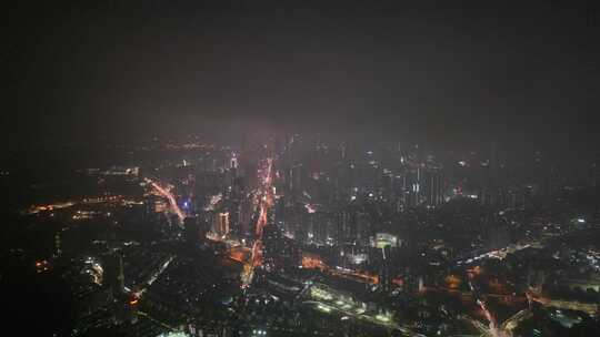 深圳罗湖区夜景航拍