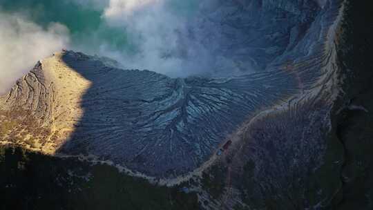 ijen火山湖航拍视频素材模板下载