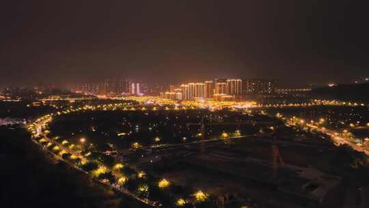 航拍四川眉山城市夜景