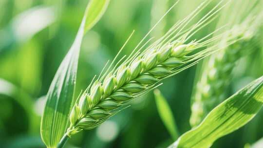 微距特写绿色麦穗素材
