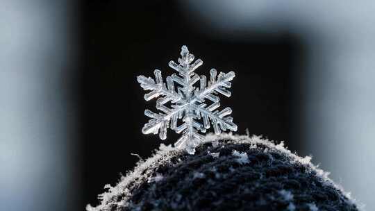 冬天雪花晶体特写唯美冰雪微距视频