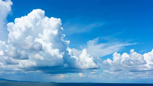 蓝天大海与白云全景