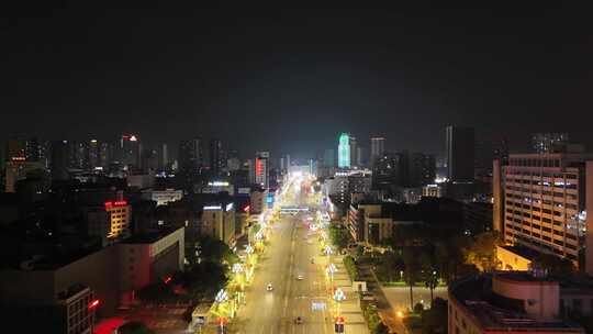 四川德阳夜景德阳长江西路夜景航拍