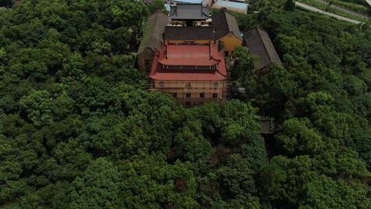 航拍浙江杭州萧山临浦峙山寺