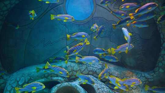海底世界水族馆鱼群2视频素材模板下载