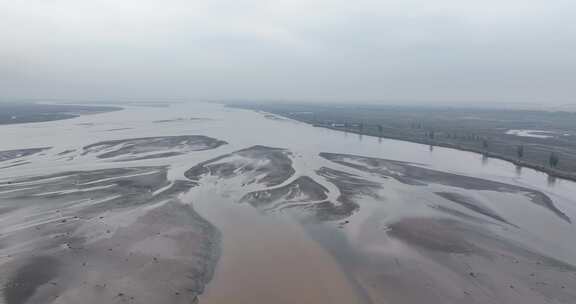 巴彦淖尔临河区黄河河道航拍