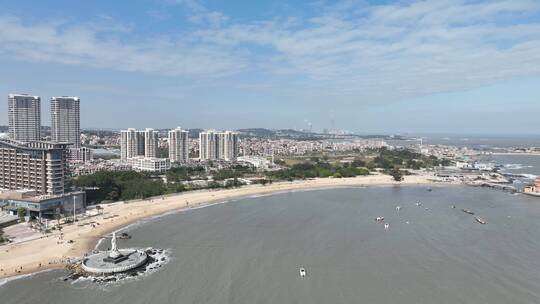 石狮黄金海岸航拍海洋世界海边建筑旅游景点