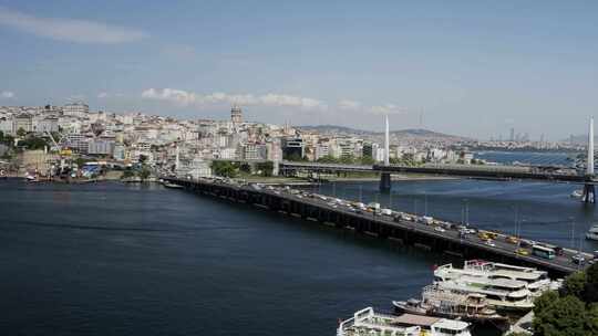 伊斯坦布尔博斯普鲁斯海峡和金角大桥鸟瞰图3