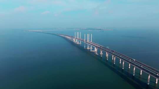 4K航拍山东青岛胶州湾大桥视频素材模板下载