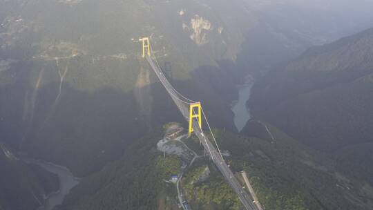 湖北恩施四渡河大桥高速公路交通航拍