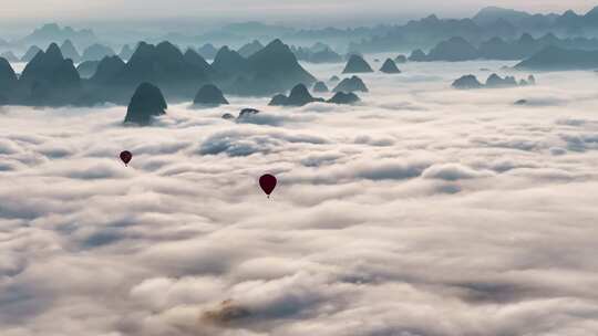 桂林山水云海航拍