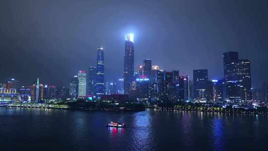 广州珠江夜景游轮视频素材模板下载