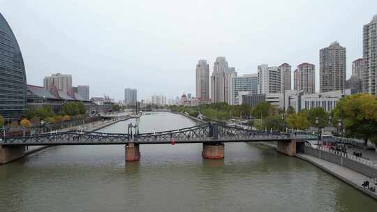 天津海河风景城市风光航拍