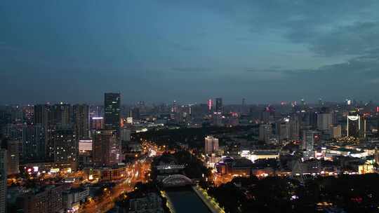 航拍安徽合肥夜景合肥老城区夜景