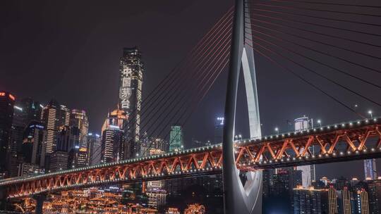 4k延时夜景重庆嘉陵江大桥