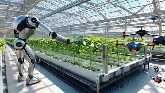温室大棚内机器人作业场景