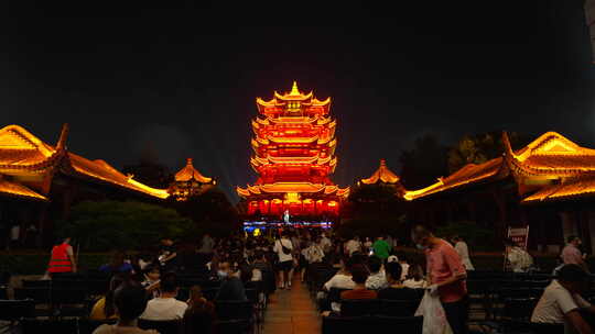 武汉武昌区黄鹤楼公园夜景