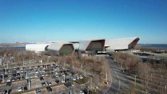 天津滨海国家海洋博物馆城市建筑风光航拍