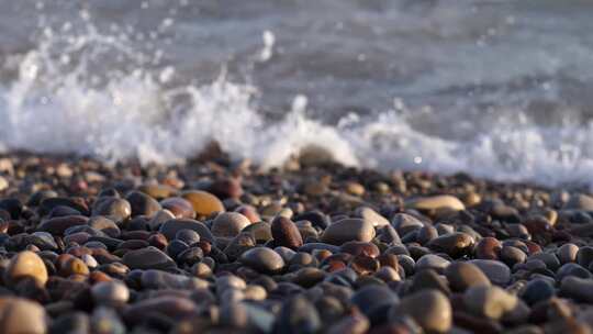 海边、鹅卵石、唯美海边视频素材模板下载