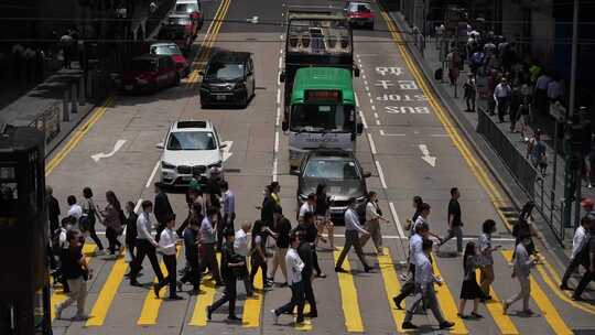 香港上班族街景视频素材模板下载