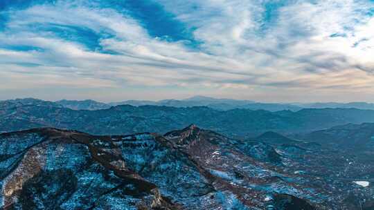 济南南部山区雪后航拍延时视频素材模板下载