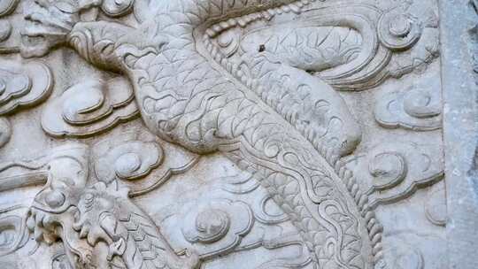 中国龙汉白玉石雕像视频素材模板下载