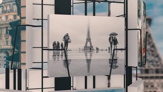 法国寄来的明信片浪漫照片展示AE模板