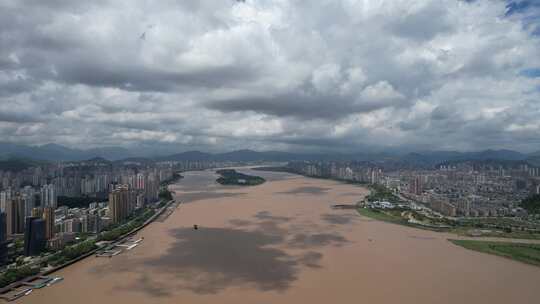 浙江温州瓯江风光航拍