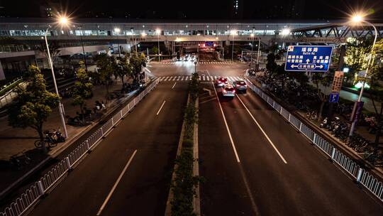 城市夜间车流夜景延时