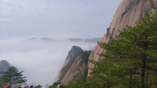 黄山风景区壮观山顶云海延时唯美风景视频素