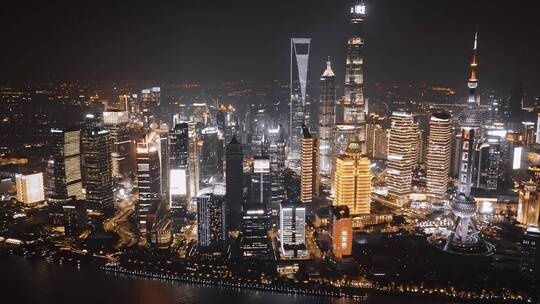上海CBD夜景延时视频素材模板下载