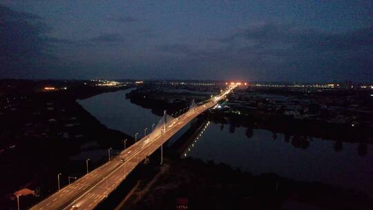 湖南衡阳耒水大桥夜景航拍