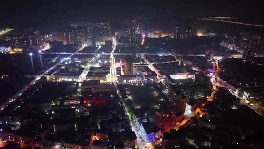 邵阳洞口县城市夜景俯瞰视角灯火辉煌的景象