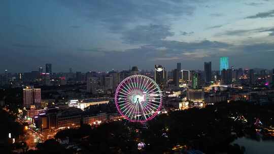 航拍安徽合肥夜景合肥老城区夜景