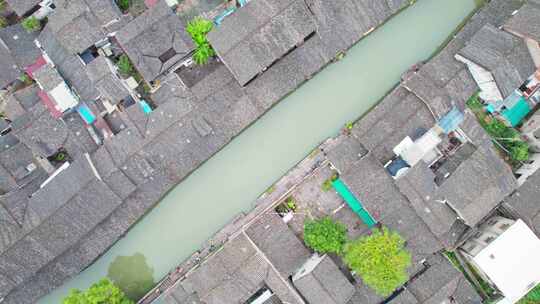 绍兴安昌古镇风景航拍